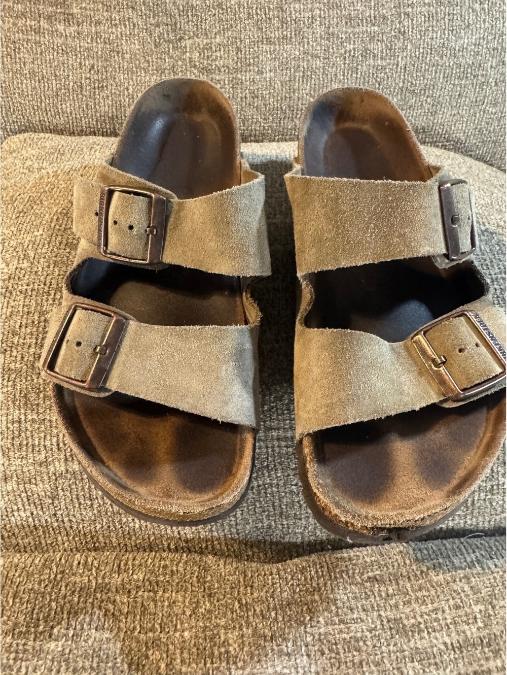 Birkenstock Arizona Suede Leather Sandals Taupe Brown Size 38 / US 7-7.5